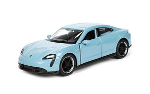 Porsche Taycan Turbo S 12cm Modellauto Rückzug Welly Metall Modell Auto Spielzeugauto Geschenk Kinder Spielzeug 27 (Blau-Metallic)