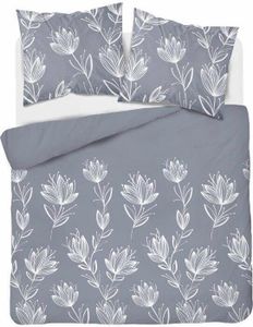 Bettwäsche, Flanellbettwäsche, dick und warm 200x220cm 4946b Grau, Blumen