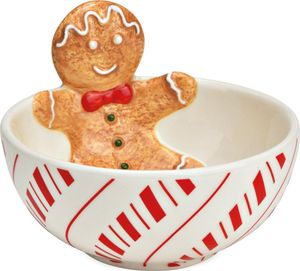 Weihnachtliche Keramik Schale mit Lebkuchenfigur, in 12x9 cm