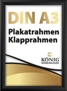 Dreifke® Plakatrahmen DIN A3 | 25mm Alu Profil, eckig | schwarz | Alu Klappra...