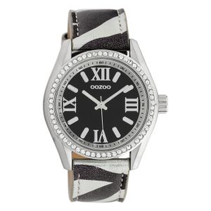 Oozoo Damen Armbanduhr Timepieces Analog Leder schwarz weiß UOC10268