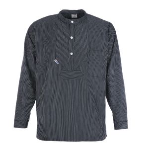 modAS Uni Finkenwerder Fischerhemd Basic Line – Hemd Seemann Skipper Fischer-Hemd gestreift aus Baumwolle mit schmalen Streifen in Blau Größe L