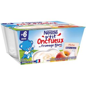 Nestlé - P'tit UnctueuxWeißer Pfirsich-Käse-Babybecher ab 6 Monaten4 x 100 g