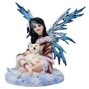 Wunderschöne Elfe mit Babywolf - Fairy, Wolf, Winter, Winterelfe