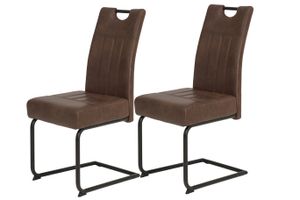 2er Set Freischwinger Betty - Nachbildung Microfaser Vintage Braun - 140kg belastbar - Komfortsitz Federkorb