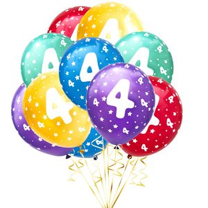 Oblique Unique Luftballon Set Zahl 4 für 4. Geburtstag Kindergeburtstag Party 10 Deko Ballons Geburtstagsdeko bunt