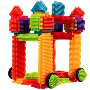 Blocks 192 Teile Bausteine Riesen Set – Lernspielzeug Bauklötze mit Borsten, Motorikspielzeug – Kinder und Baby Spielzeug ab 2 Jahren Kruzzel 20376