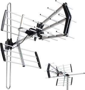 Vayox Antena Kierunkowa DVB-T/T2 VA900 | 4K | VHF UHF | 75Ohm | 80 km | Srebrna/Czarna