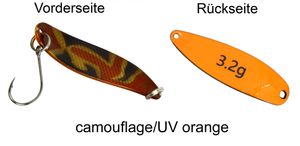 FTM Spoon Hammer Blinker 3,2g - Forellenblinker, Farbe:camouflage/UV orange
