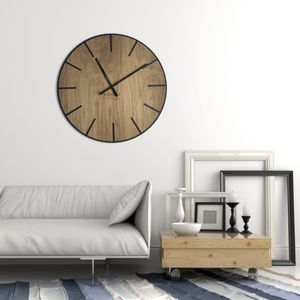 EKO velké nástěnné hodiny bez tikání Wood Art Black 60cm, obývací pokoj, ložnice, vyrobeno v EU