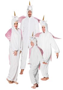 Einhorn Kostüm Jumpsuit weiss-rosa bis 1,16 m - Einhorn Verkleidung Familie