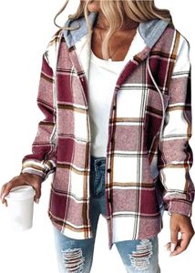 ASKSA Damen Winterjacke Karierte Hemdjacke Wolljacke Fleece Gefuettert Warme Kapuzenjacke Laessige Knopfleiste Jacke Mantel mit Taschen (Ziegelrot,S) ASKSA Damen Winterjacke Karierte Hemdjacke Wolljacke Fleece Gefuettert Warme Kapuzenjacke Laessige Knopfleiste Jacke Mantel mit Taschen (Ziegelrot,S)