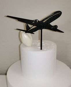 Flugzeug Cake Topper Geburtstag Torten Stecker Schwarz
