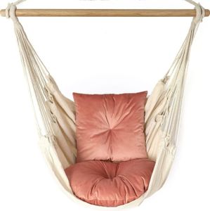 Love Gifts® Fotel wiszący z 2 poduszkami i zestawem haków sufitowych 130/100 cm - udźwig 150 kg, fotel wiszący dla dorosłych i dzieci, zawieszenie fotela wiszącego do wnętrz