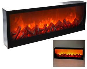 LED Wandkamin Tischkamin Elektrokamin mit realistischer Flammensimulation Kaminfeuer Feuersimulation schwarz 45x20cm