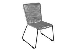 Gartensessel Gartenstuhl Outdoor-Seilstuhl Farbe Grau mit Eisen-Gestell in schwarz ISRA