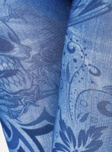 Ocultica - Damen Jeans Print Leggings BLUE ONE SIZE
