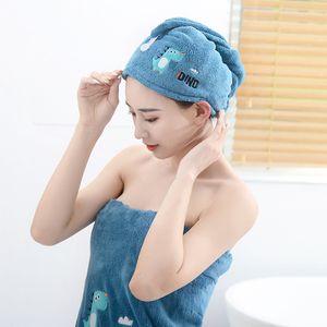 Frauen Mikrofaser Handtuch Haar Duschhaube Stickerei Handtuch Badehüte Trockene Haarkappe