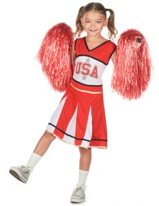 Cheerleader-Kostüm USA für Mädchen rot-weiss-schwarz