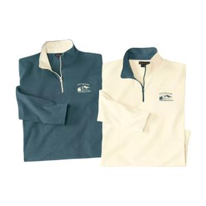 Atlas For Men - Oberteil Reißverschluss für Herren (2er-Pack) AF1661 (XL) (Grün/Ecru)