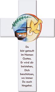 FRITZ COX Holzkreuz zur Taufe | schönes Geschenk zur Taufe | Wandkreuz aus Holz |  Germany | weiß | 20cm