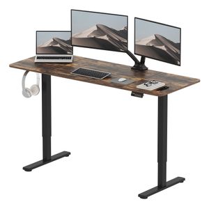 SANODESK Elektrischer Höhenverstellbarer Schreibtisch 160 x 60 cm, Ergonomischer Tischplatte, Steh-Sitz Tisch Computertisch, einfache Montage (braun)