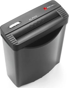 Rexel Alpha 1202020EU Aktenvernichter (für Zuhause/Kleinbüros, Streifenschnitt, Manueller Einzug, 10L Abfallbehälter, 5 Blatt Kapazität) schwarz