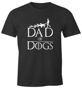 Herren T-Shirt Hunde Motiv Spruch Dad of Dogs lustiges Gassi Shirt Moonworks® anthrazit 3XL