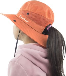 ASKSA Mädchen Sonnenhut UV Schutz Outdoor Hut Faltbar Wanderhut Gartenhut mit Verstellbare Kinnriemen, Orange