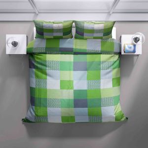 Top textil Bettlaken aus Baumwolle Verstärkung Grün Würfel