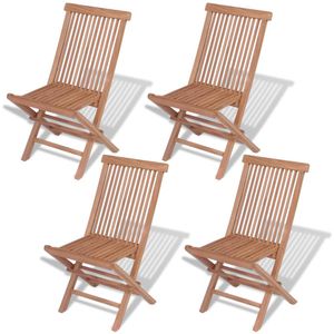vidaXL Skladacie záhradné stoličky 4 ks Masívne teakové drevo