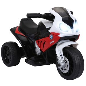 HOMCOM Elektro Kindermotorrad Kinderfahrzeug Lizensiert von BMW S1000RR Elektro-Dreirad mit Akku Stahl Rot 66 x 37 x 44 cm