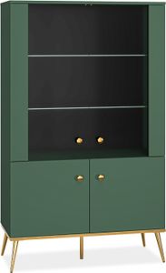 KONSIMO Vitrinenschrank "ARICIA", Grün, Holz, ELEGANT, 92x152x40cm KONSIMO Vitrinenschrank "ARICIA", Grün, Holz, ELEGANT, 92x152x40cm