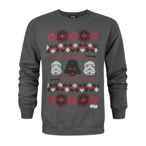 Star Wars Herren Weihnachtspullover mit Darth-Vader-Norwegermuster NS4108 (S) (Anthrazit)