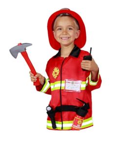 Kinder Feuerwehr Kostüm und Zubehör für Jungs und Mädchen Rollenspiel 3-5 Jahre