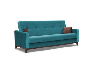 SEELLOO, Gauč PREMIUM Pohovka s funkciou spania a lôžkom, rozkladacia pohovka, odolná, rozkladacia pohovka do obývačky, 214 x 86 x 90 cm, modrá