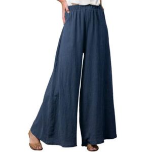 Plus Size Damen Elastische Hosen Lässige Baggy Jogginghosen Weite Hosen Freizeithose,Farbe:Dunkelblau,Größe:XXL