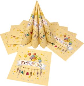 Oblique Unique 20 Servietten für Schuleinführung Schulanfang Einschulung Deko Schulkind ABC Zuckertüten Luftballons