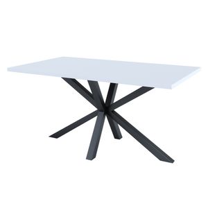 Großer Esstisch Tischgestell SPIDER 180x80x75h cm - 32 mm dicke Tischplatte – Weiß