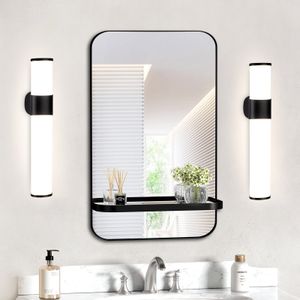 ZMH Mirror Light Led Wall Lamp Zestaw 2 lamp łazienkowych 6W Neutralna biała barwa światła 4000K Boczne lustro ścienne Oświetlenie szafki lustrzanej Czarne 35cm