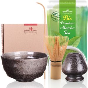 Matcha Teezeremonie Set "Goma" mit Teeschale, Besenhalter und 30g Premium Matcha