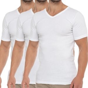Celodoro Herren Business T-Shirt V-Neck (3er Pack) - Weiß L