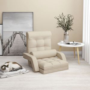 CLORIS Bodenstuhl Klappbar - Bodenkissen - Fensterstuhl mit Schlaffunktion Creme Stoff