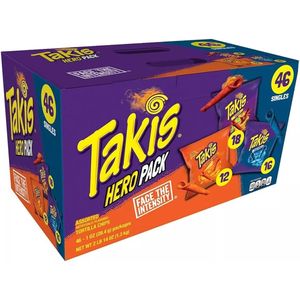 Takis Hero Pack 46 Packungen x 28,4 g (18 x Fuego, 16 x Blue Heat, 12 x Intense Nacho)