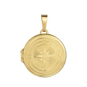 Amulett Gold Medaillon KOMPASS-GRAVUR AmulettAnhänger zum Öffnen für 2 Bilder