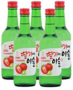 [ 5x 360ml ] HITEJINRO Soju Jinro Strawberry / Soju mit Erdbeergeschmack Alc. 13% vol.