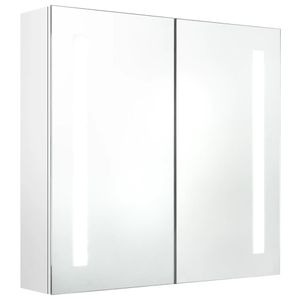vidaXL LED zrcadlová skříňka do koupelny lesklá bílá 62x14x60 cm