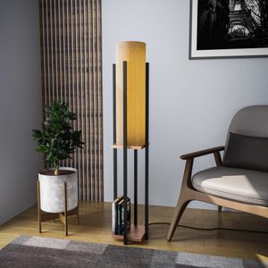 Opviq, Shelf Lamp - 8128, Stehlampe, METALLKÖRPER, Schwarz, 25 x 25 x 130 cm