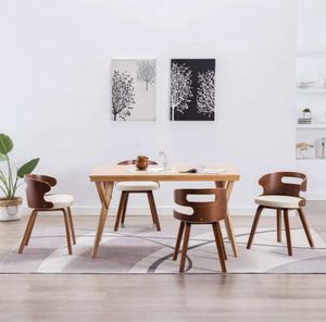 vidaXL Esszimmerstühle 4 Stk. Creme Bugholz und Kunstleder