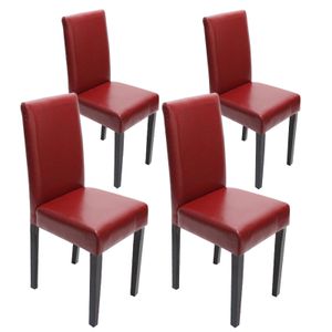 4x Esszimmerstuhl Stuhl Küchenstuhl Littau  Leder, rot dunkle Beine
